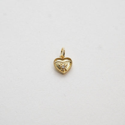 Gold Heart Charms,18K Gold Filled Heart Pendant,Heart Evil Eye Charm Bracelet Necklace for DIY Jewelry Making Supply