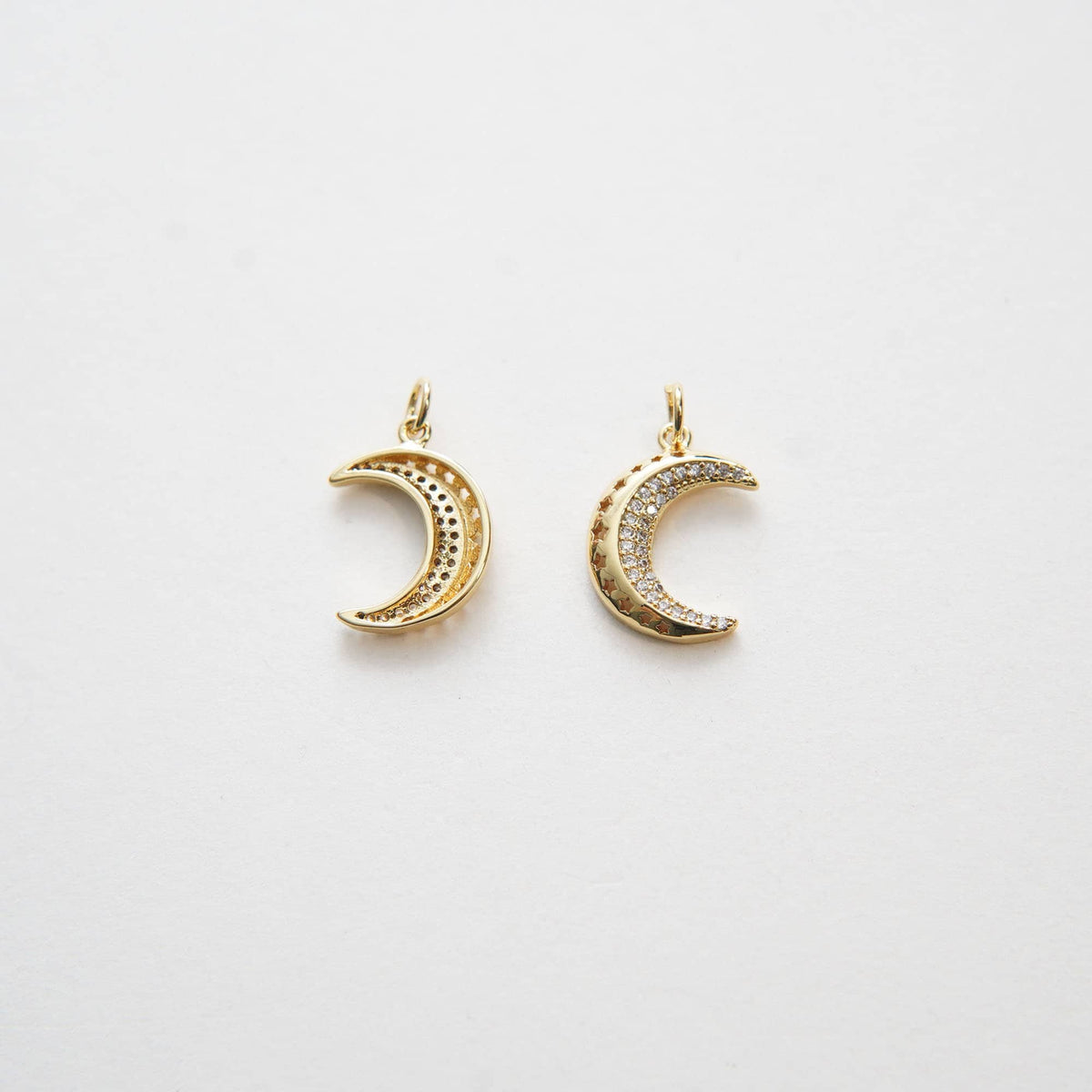 Gold Moon Charms,18K Gold Filled Moon Pendant,Celestial Charm Bracelet Necklace for DIY Jewelry Making Supply
