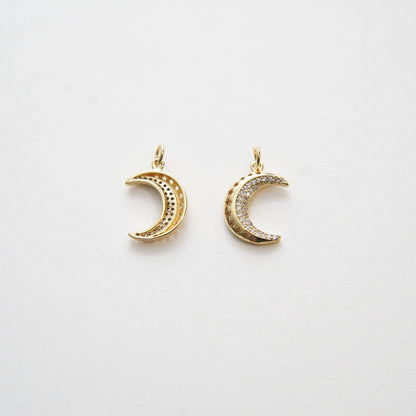 Gold Moon Charms,18K Gold Filled Moon Pendant,Celestial Charm Bracelet Necklace for DIY Jewelry Making Supply