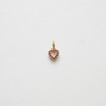18K Gold Filled Cubic Zirconia Heart Charm Pendant for Jewelry Making