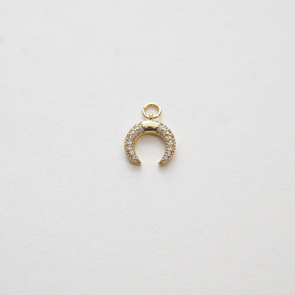 18K Gold Filled Cubic Zirconia Moon Charm Pendant for Jewelry Making