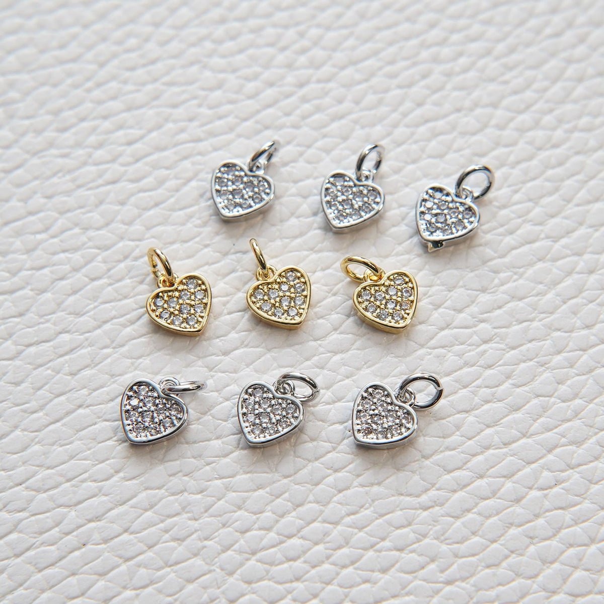 Gold Tiny Heart Charms,18K Gold Filled Heart Pendant,CZ Micro Pave Heart Charm Bracelet Necklace for DIY Jewelry Making Suppl