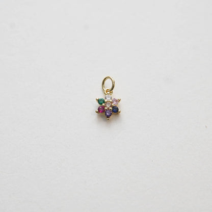 Gold FlowerCharms,18K Gold Filled Colorful Flower Pendant,Silver Flower Charm Bracelet Necklace for DIY Jewelry Making Supply