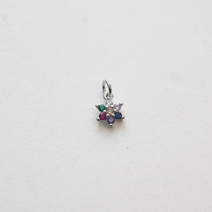 Gold FlowerCharms,18K Gold Filled Colorful Flower Pendant,Silver Flower Charm Bracelet Necklace for DIY Jewelry Making Supply