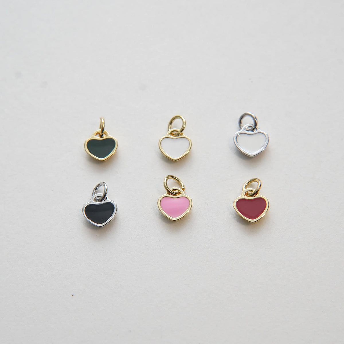 Gold Tiny Heart Charms,18K Gold Filled Heart Pendant,Enamel Heart Charm Bracelet Necklace for DIY Jewelry Making Supply