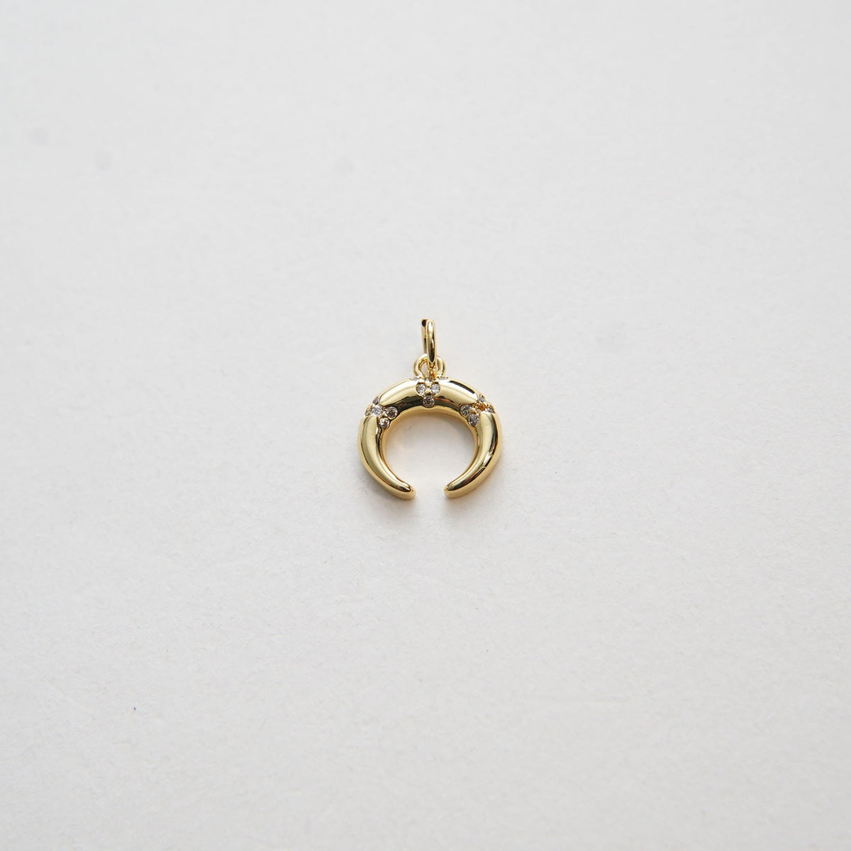 Gold Moon Charms,18K Gold Filled Crescent Pendant,CZ Micro Pave Horns Charm Bracelet Necklace for DIY Jewelry Making Supply
