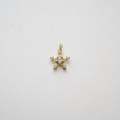18K Gold Filled Cubic Zirconia Star Charm Pendant for Jewelry Making