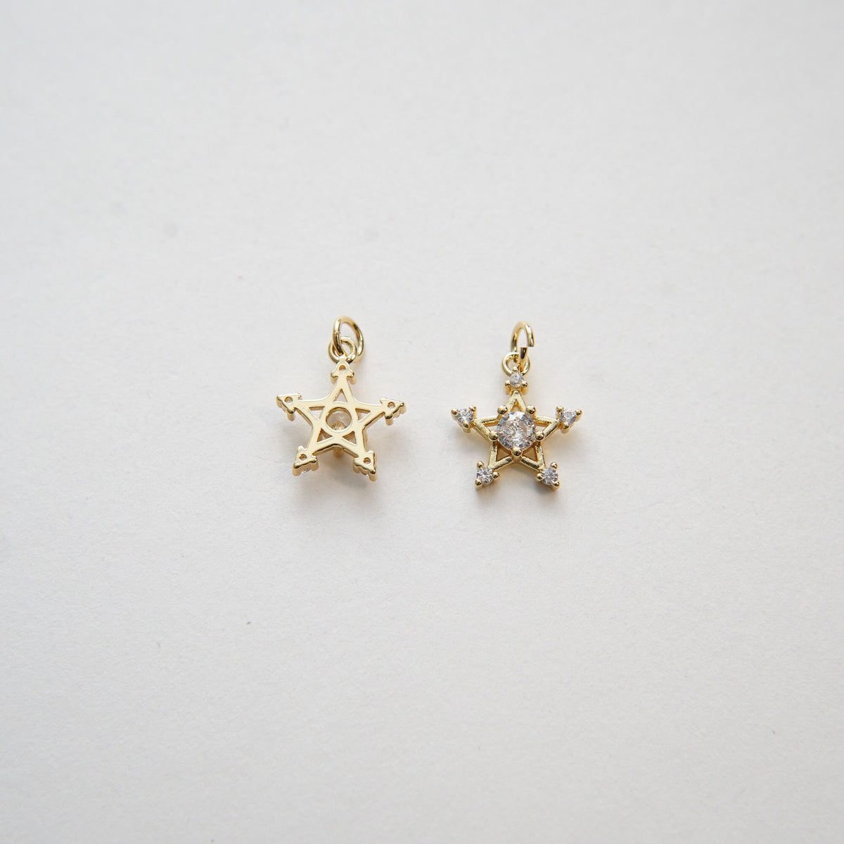 18K Gold Filled Cubic Zirconia Star Charm Pendant for Jewelry Making