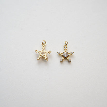 18K Gold Filled Cubic Zirconia Star Charm Pendant for Jewelry Making