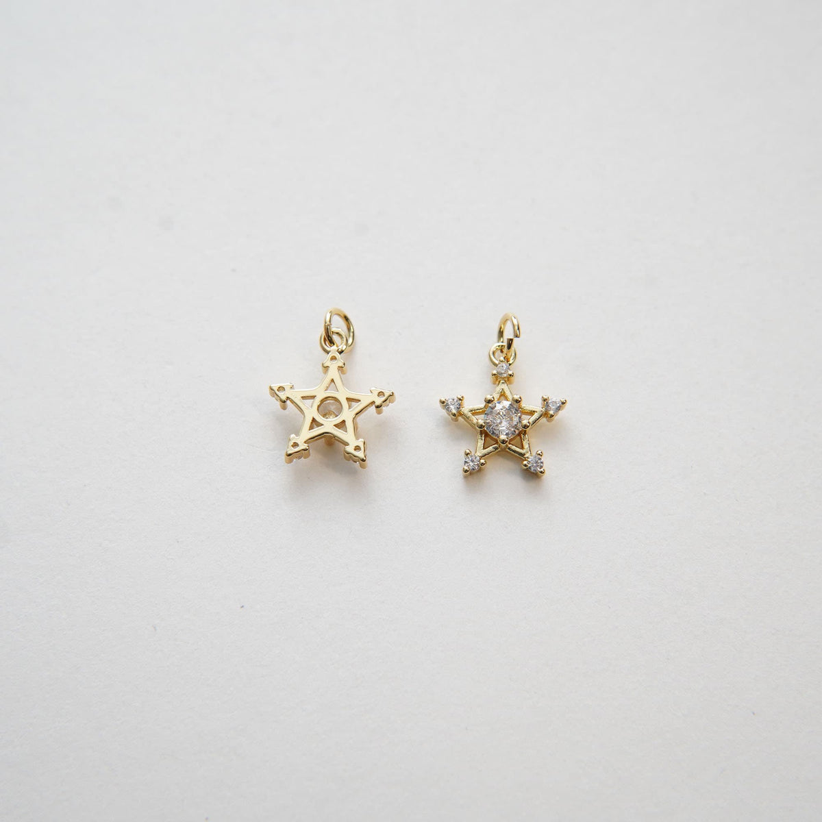 Gold Star Charms,18K Gold Filled CZ Micro Pave Star Pendant,Silver Star Charm Bracelet Necklace for DIY Jewelry Making Supply
