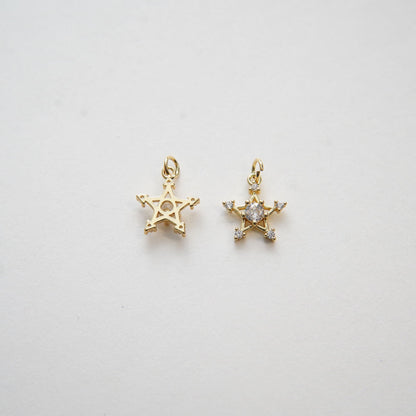 Gold Star Charms,18K Gold Filled CZ Micro Pave Star Pendant,Silver Star Charm Bracelet Necklace for DIY Jewelry Making Supply
