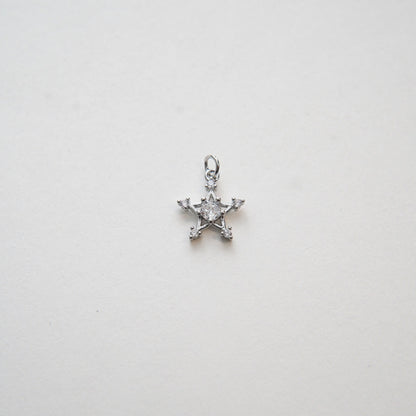 Gold Star Charms,18K Gold Filled CZ Micro Pave Star Pendant,Silver Star Charm Bracelet Necklace for DIY Jewelry Making Supply
