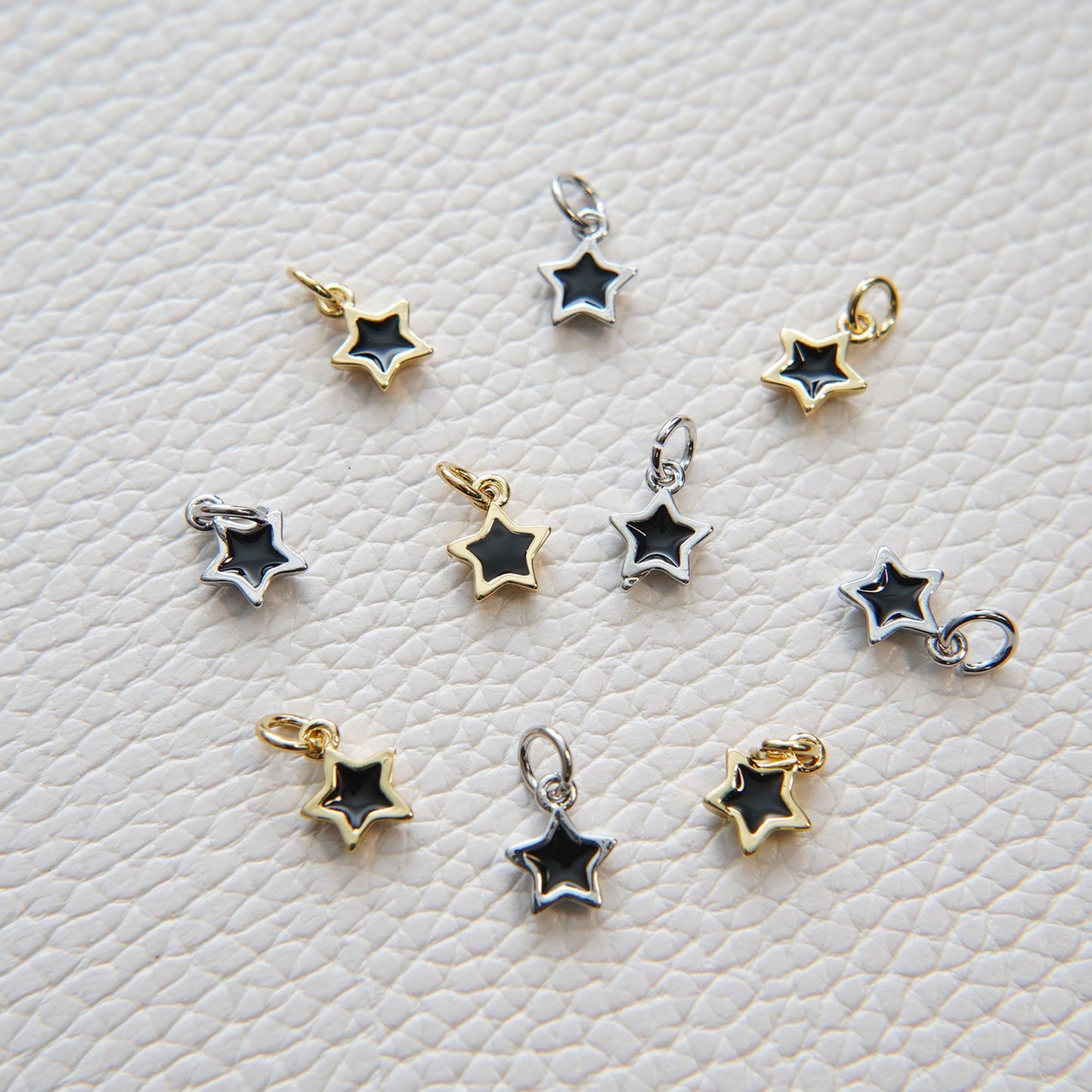 Gold Star Charms,18K Gold Filled Enamel Star Pendant,Silver Star Charm Bracelet Necklace for DIY Jewelry Making Supply