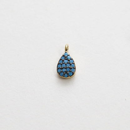 18K Gold Filled Turquoise Teardrop Charm Pendant for Jewelry Making