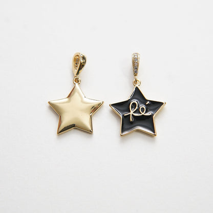 Gold Star Charms,18K Gold Filled Enamel Star Pendant,Star Charm Bracelet Necklace for DIY Jewelry Making Supply