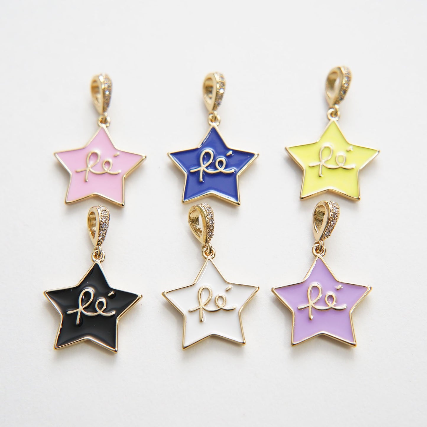 Gold Star Charms,18K Gold Filled Enamel Star Pendant,Star Charm Bracelet Necklace for DIY Jewelry Making Supply