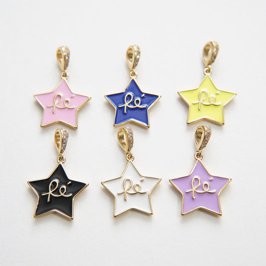 Gold Star Charms,18K Gold Filled Enamel Star Pendant,Star Charm Bracelet Necklace for DIY Jewelry Making Supply