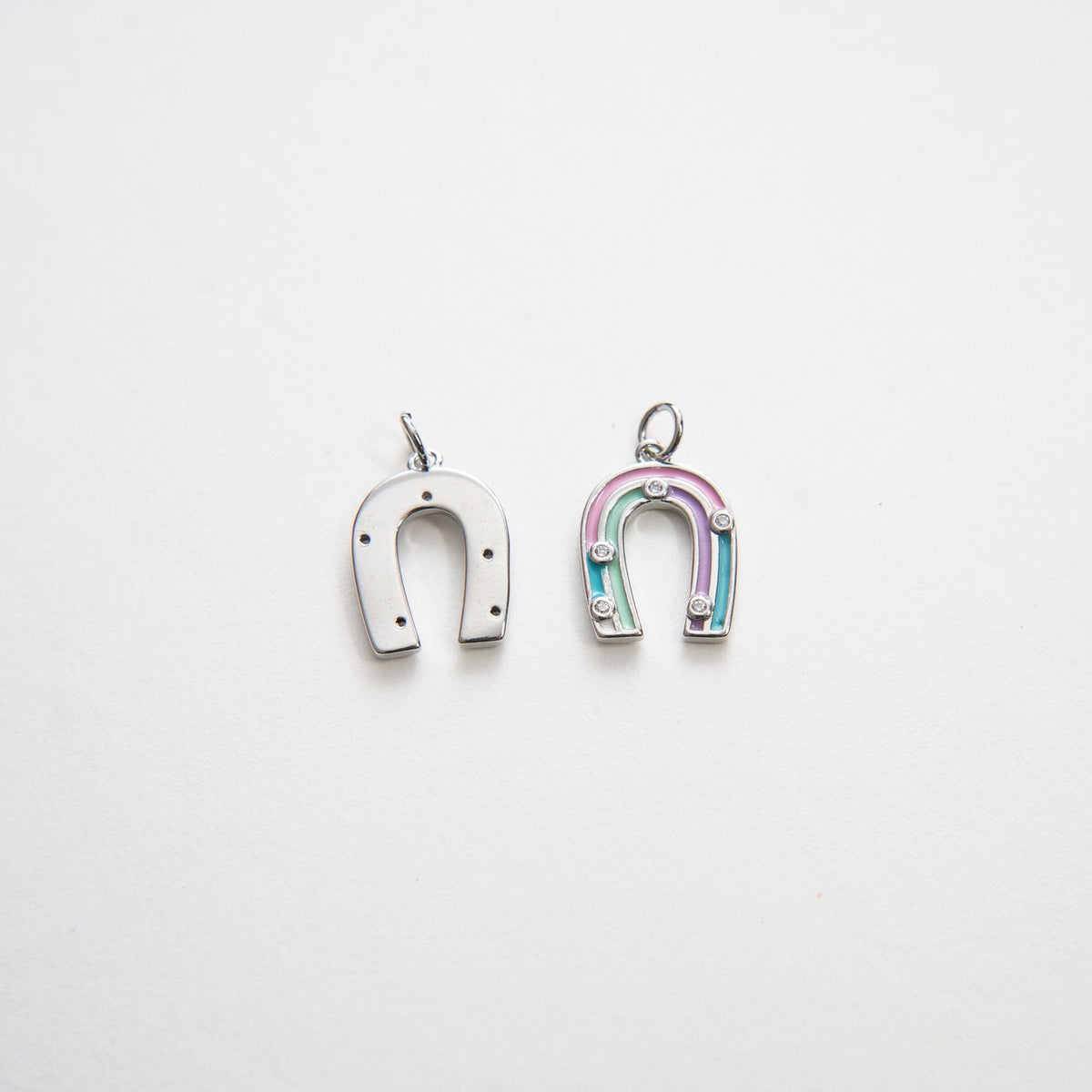 18K Gold Filled Enamel Horseshoe Charm Pendant for Jewelry Making