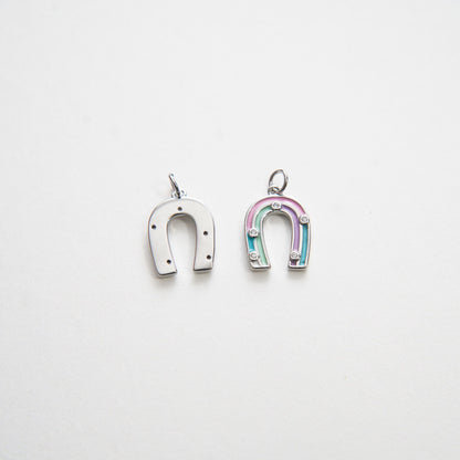 18K Gold Filled Enamel Horseshoe Charm Pendant for Jewelry Making