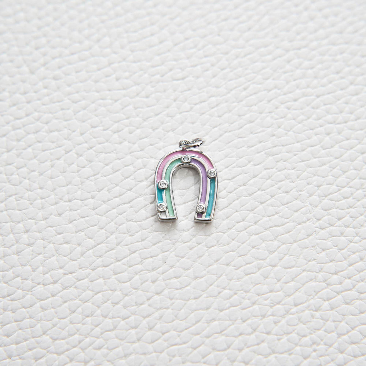 18K Gold Filled Enamel Horseshoe Charm Pendant for Jewelry Making