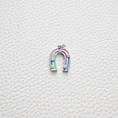 18K Gold Filled Enamel Horseshoe Charm Pendant for Jewelry Making