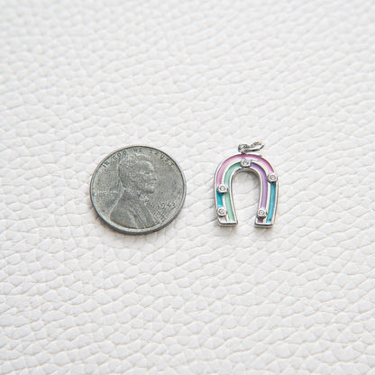 18K Gold Filled Enamel Horseshoe Charm Pendant for Jewelry Making