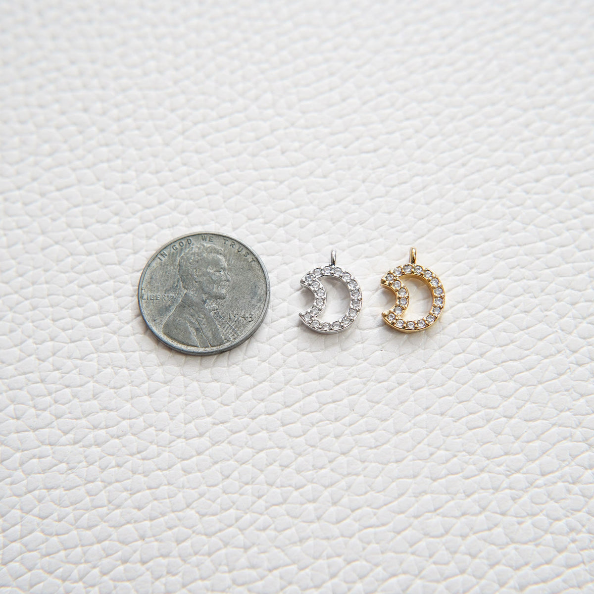 Gold Moon Charms,18K Gold Filled Moon Pendant,CZ Micro Pave Celestial Charm Bracelet Necklace for DIY Jewelry Making Supply
