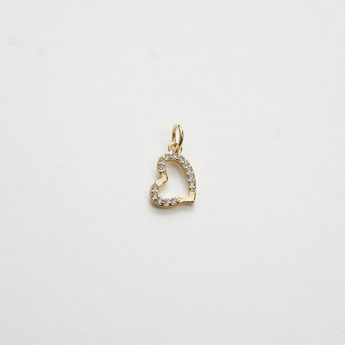18K Gold Filled Heart CZ Charm Pendant for Jewelry Making