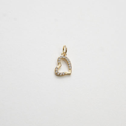 18K Gold Filled Heart CZ Charm Pendant for Jewelry Making