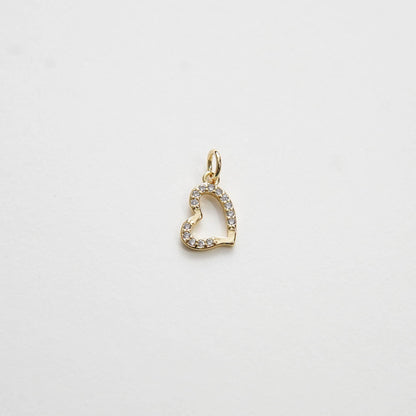 Gold Tiny Heart Charms,18K Gold Filled Heart Pendant,CZ Micro Pave Heart Charm Bracelet Necklace for DIY Jewelry Making Suppl