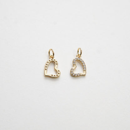 Gold Tiny Heart Charms,18K Gold Filled Heart Pendant,CZ Micro Pave Heart Charm Bracelet Necklace for DIY Jewelry Making Suppl