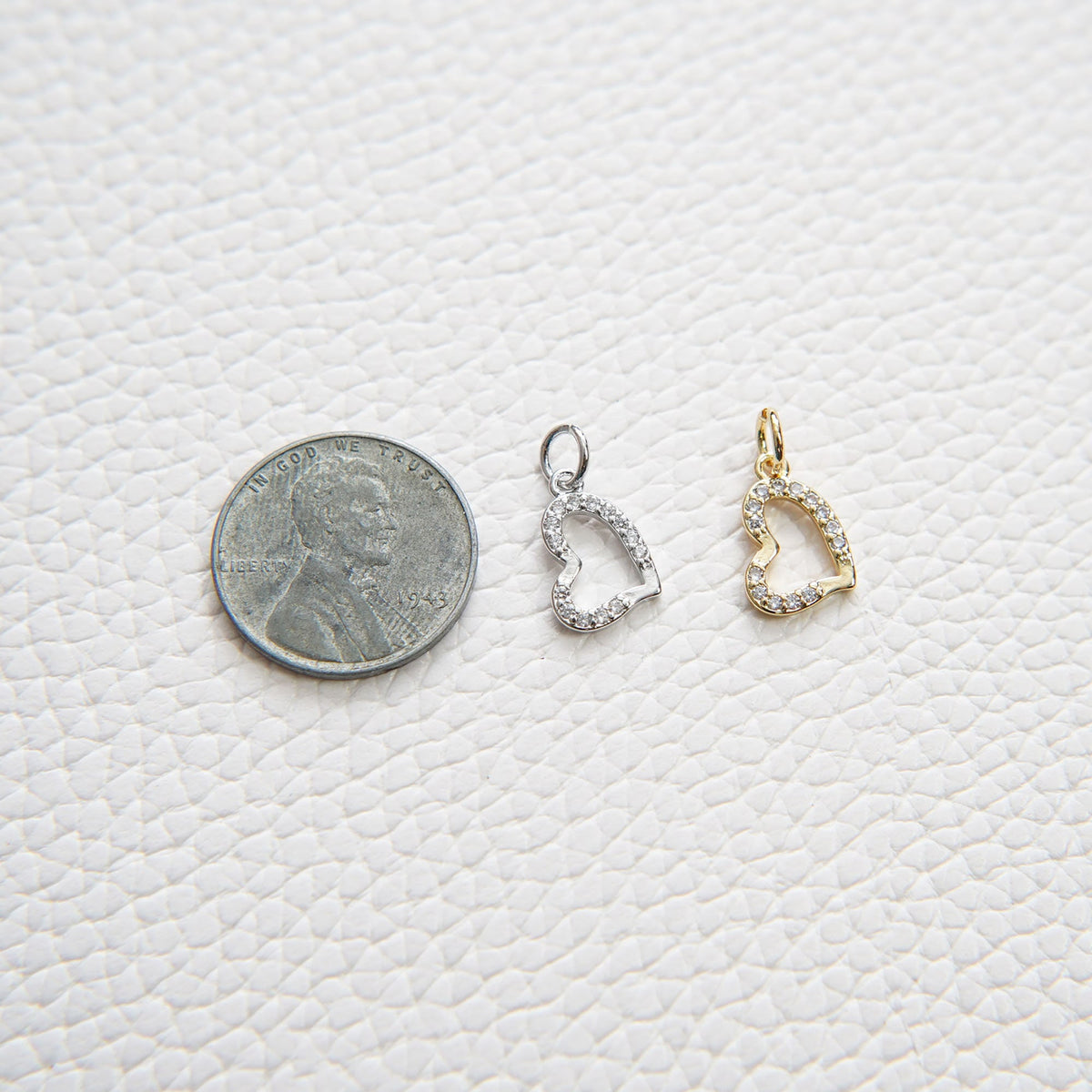 18K Gold Filled Heart CZ Charm Pendant for Jewelry Making