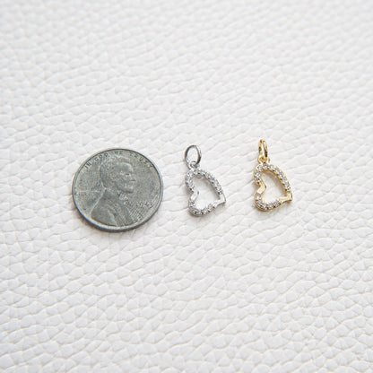 18K Gold Filled Heart CZ Charm Pendant for Jewelry Making