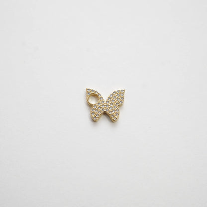 Gold Butterfly Charm,18K Gold Filled Cubic Zirconia Butterfly Pendant,Silver Butterfly Charm Bracelet Necklace for DIY Jewelr