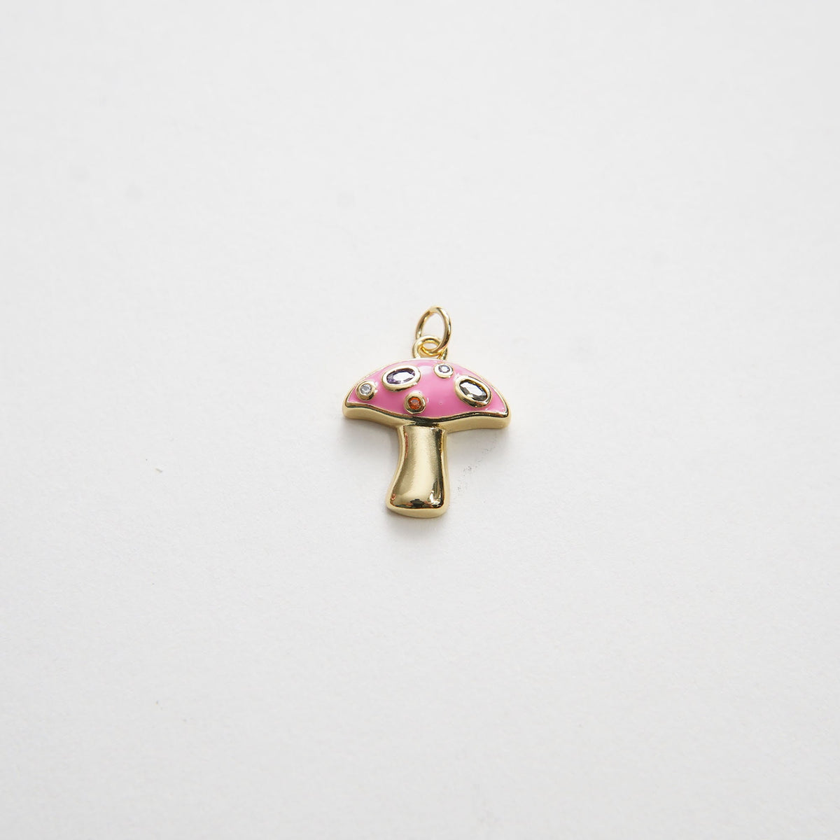 Gold Mushroom Charms,18K Gold Filled Mushroom Pendant,Cute Enamel Mushroom Charm Bracelet Necklace for DIY Jewelry Making Sup