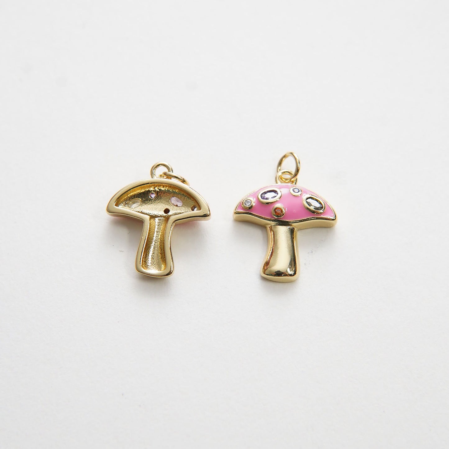 Gold Mushroom Charms,18K Gold Filled Mushroom Pendant,Cute Enamel Mushroom Charm Bracelet Necklace for DIY Jewelry Making Supply