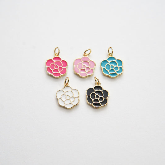 Gold Flower Charms,18K Gold Filled Flower Pendant,Cute Enamel Flower Charm Bracelet Necklace for DIY Jewelry Making Supply