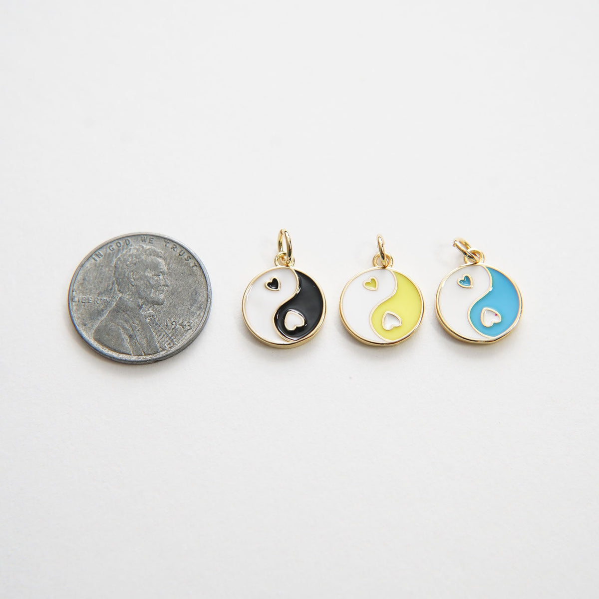 Gold Yin Yang Charms,18K Gold Filled Round Pendant,Enamel Yin Yang Charm Bracelet Necklace for DIY Jewelry Making Supply