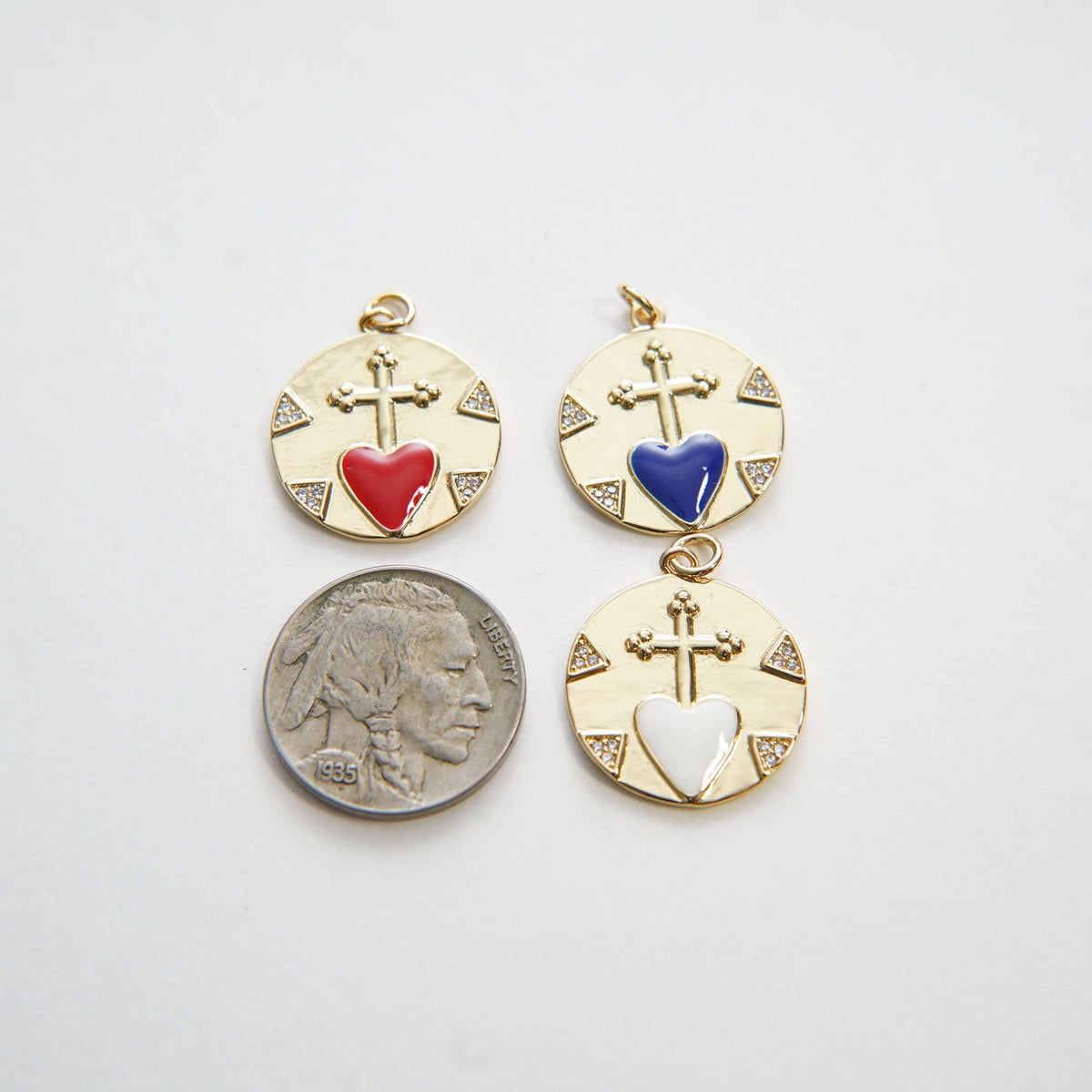 18K Gold Filled Heart Enamel Charm Pendant for Jewelry Making