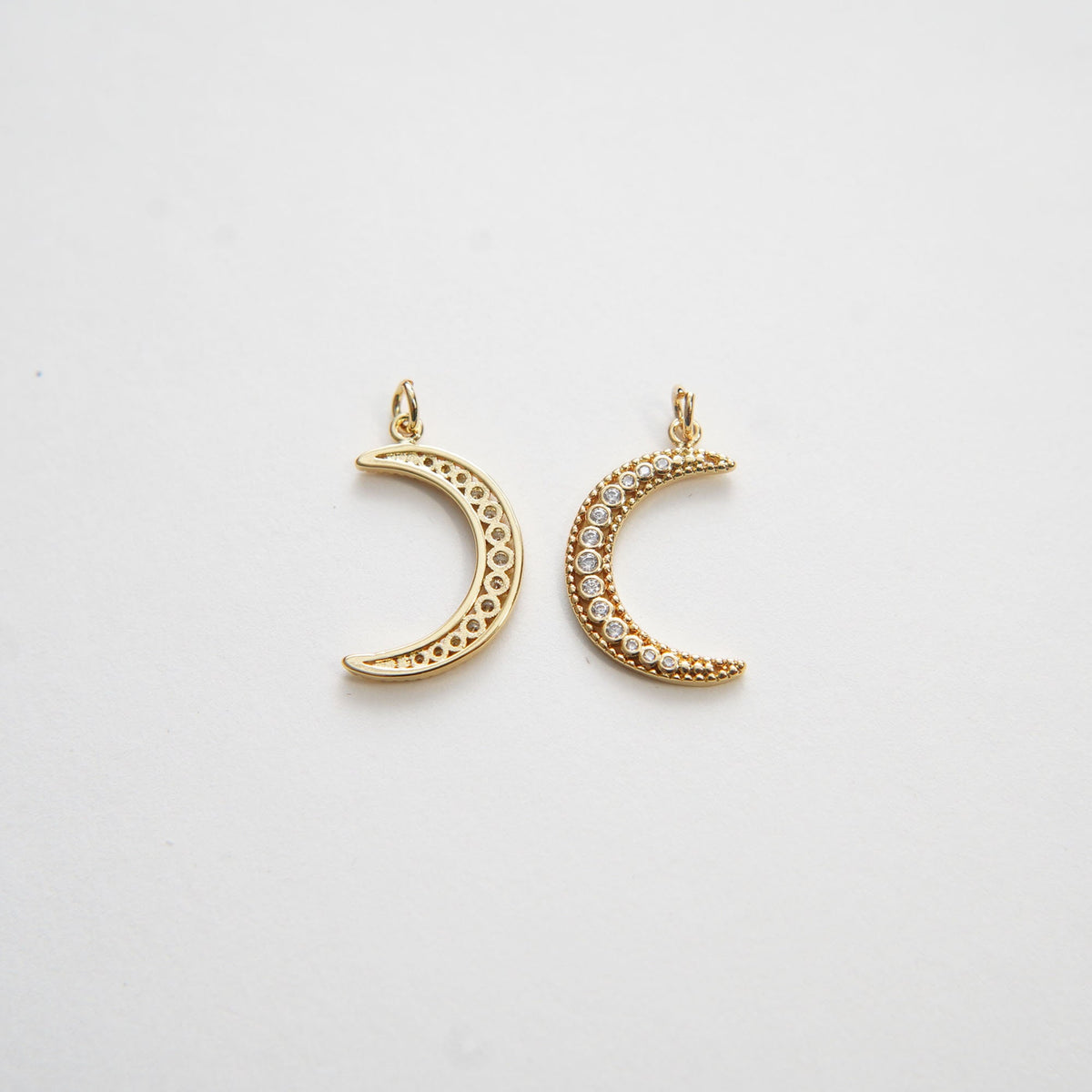 Gold Moon Charms,18K Gold Filled Moon Pendant,Celestial Charm Bracelet Necklace for DIY Jewelry Making Supply