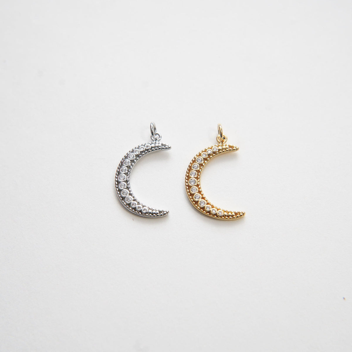Gold Moon Charms,18K Gold Filled Moon Pendant,Celestial Charm Bracelet Necklace for DIY Jewelry Making Supply