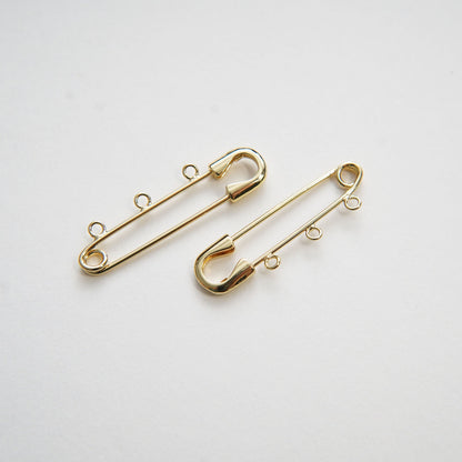 18K Gold Filled Three loop Pin,Simple Three Hole Pin,Loop Kilt Pins,Safety Pin,DIY Brooch,Jewelry Making