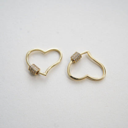 18K Gold Filled Heart Carabiner Clasp,Buckle Clasp,Carabiner Screw Clasp,Turnbuckle,for DIY Jewelry