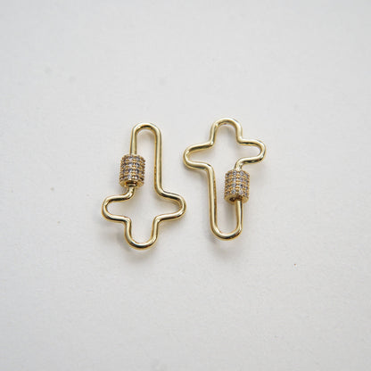 18K Gold Filled Cross Carabiner Clasp,Buckle Clasp,Carabiner Screw Clasp,Turnbuckle,for DIY Jewelry