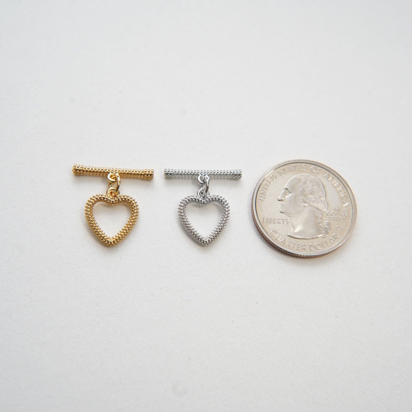 18K Gold Heart Toggle Clasp, Gold OT Clasp Fancy Design OT Clasp Bulk Supply for Bracelet Necklace Component