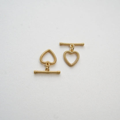 18K Gold Heart Toggle Clasp, Gold OT Clasp Fancy Design OT Clasp Bulk Supply for Bracelet Necklace Component