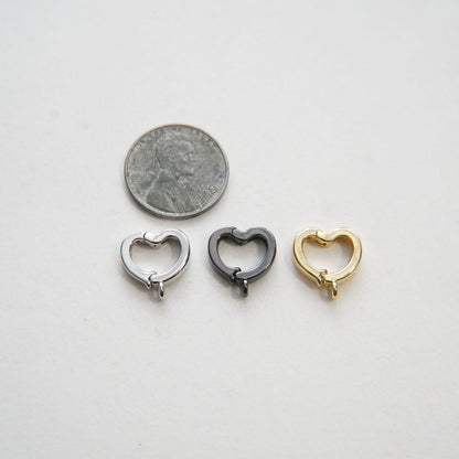 18K Gold Filled Gold Spring Gate Ring Heart Clasp,Push Clip Clasp,Spring Gate for Jewelry Making