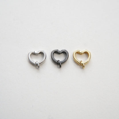 18K Gold Filled Gold Spring Gate Ring Heart Clasp,Push Clip Clasp,Spring Gate for Jewelry Making