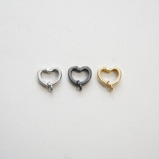 18K Gold Filled Gold Spring Gate Ring Heart Clasp,Push Clip Clasp,Spring Gate for Jewelry Making