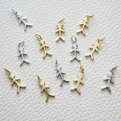 Gold Child Charms,18K Gold Filled Boy Girl Pendant,Silver Child Charm Bracelet Necklace for DIY Jewelry Making Supply